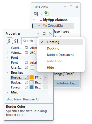 BCGConttrolBar for MFC: Visual Studio-like Docking Panes
